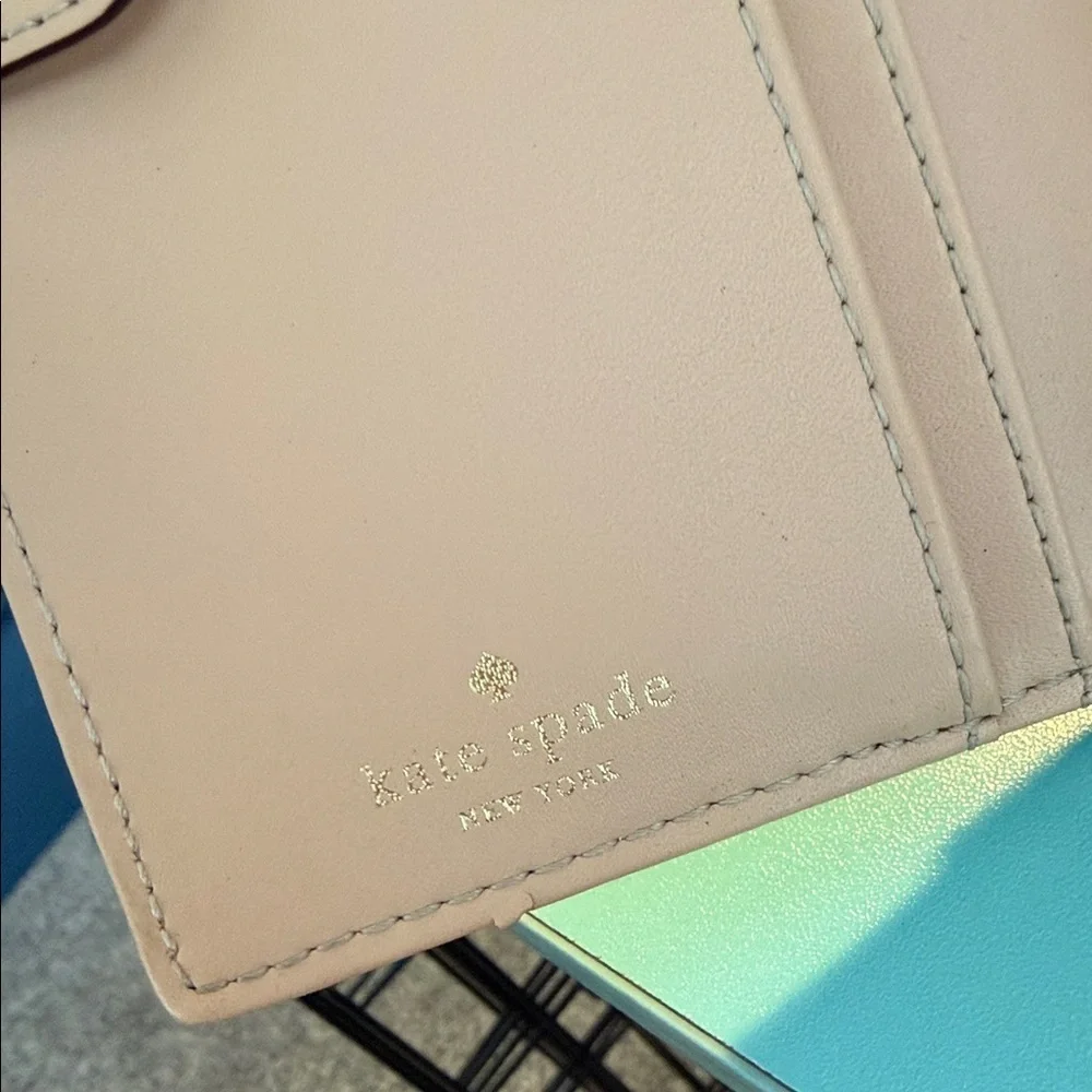 Kate Spade Light Pink Textured Wallet Leather Blush clutch designer card holder